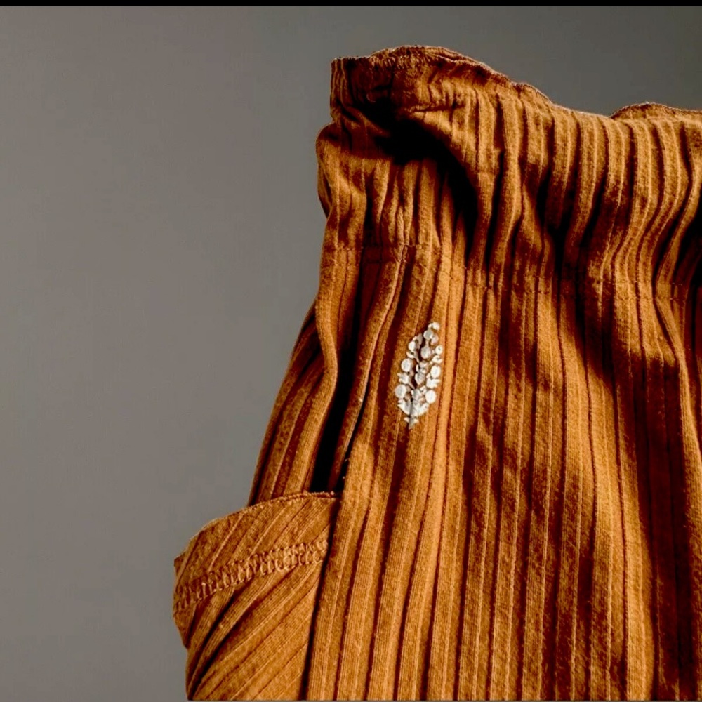 Free People Movement Blissed Out Pant Long Wide Leg Stretch Ribbed Brown - Picture 9 of 17